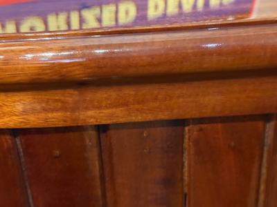 Art Deco Mahogany Bar with Brass Footrail and Rear Storage Shelves