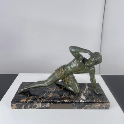 Art Deco Male Sculpture Bronze Marble France circa 1930