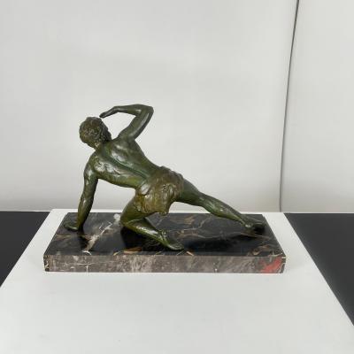 Art Deco Male Sculpture Bronze Marble France circa 1930