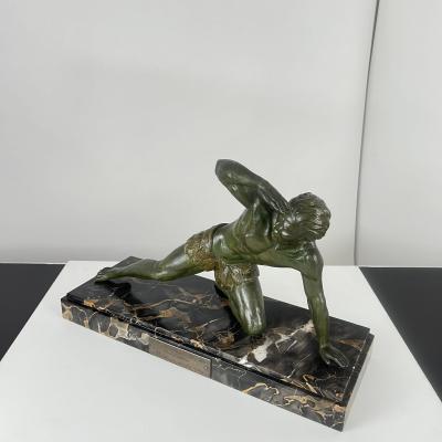 Art Deco Male Sculpture Bronze Marble France circa 1930