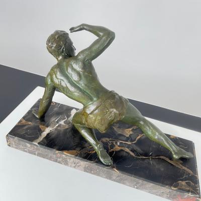 Art Deco Male Sculpture Bronze Marble France circa 1930