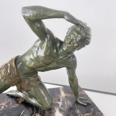 Art Deco Male Sculpture Bronze Marble France circa 1930