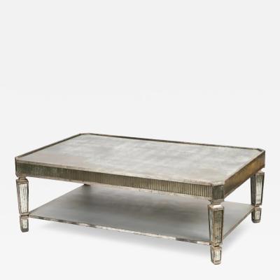 Art Deco Mercury Glass Mirrored Silver Giltwood Cocktail Coffee Table