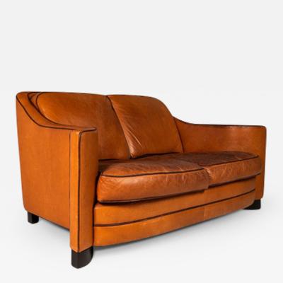 Art Deco Mid Century Modern Loveseat Sofa with Sculptural Arms