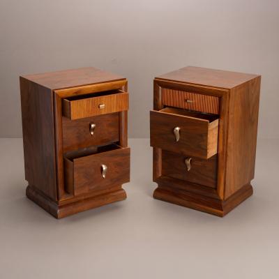 Art Deco Mid Century Nightstand End Tables in Laurel Wood Pair