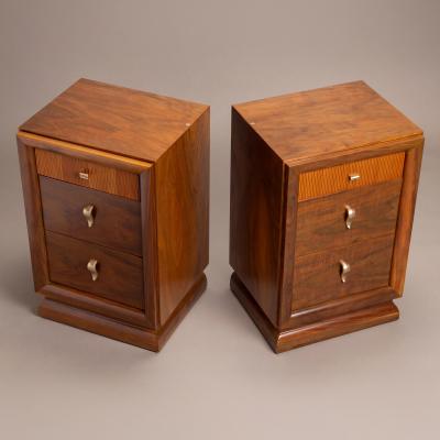 Art Deco Mid Century Nightstand End Tables in Laurel Wood Pair