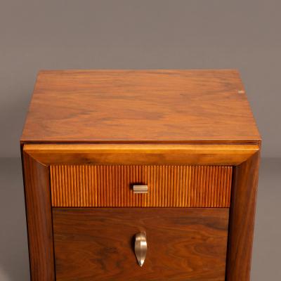 Art Deco Mid Century Nightstand End Tables in Laurel Wood Pair