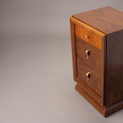 Art Deco Mid Century Nightstand End Tables in Laurel Wood Pair