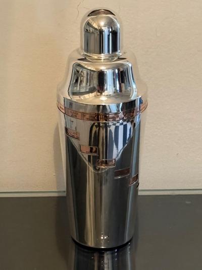 Art Deco Napier Dial a Drink Cocktail Shaker Silver Copper