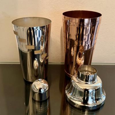 Art Deco Napier Dial a Drink Cocktail Shaker Silver Copper