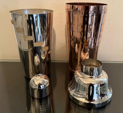 Art Deco Napier Dial a Drink Cocktail Shaker Silver Copper