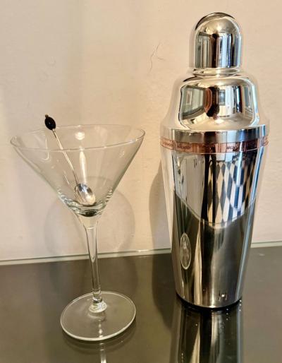 Art Deco Napier Dial a Drink Cocktail Shaker Silver Copper