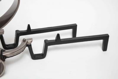 Art Deco Nickel Scroll Andirons