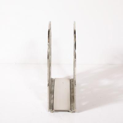 Art Deco Nickeled Bronze Magazine Stand of Stylized Leaping Greyhound