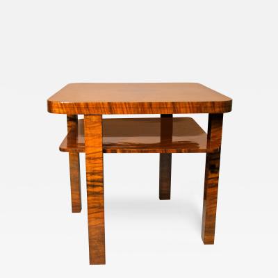 Art Deco Nut Wood Coffee Side Table Shellac Polished Austria circa 1920