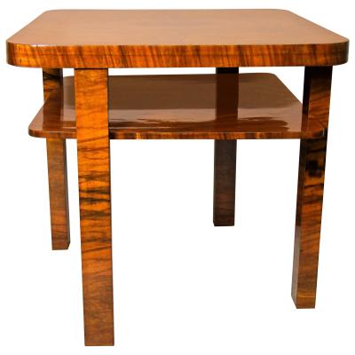 Art Deco Nut Wood Coffee Table Side Table Shellac Polished AT circa 1920