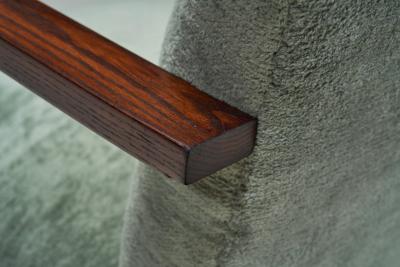 Art Deco Oak Armchair Upholstered in Teal Fabric Europe ca 1930s