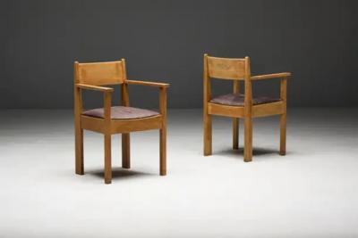 Art Deco Oak Armchairs Netherlands 1930s