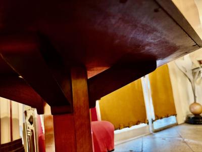 Art Deco Octagonal Display Table with Glass Top and Sculptural Base
