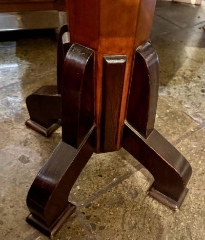 Art Deco Octagonal Display Table with Glass Top and Sculptural Base