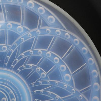 Art Deco Opalescent Molded and Frosted Glass Centerpiece Bowl Signed J Landier