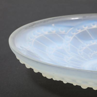 Art Deco Opalescent Molded and Frosted Glass Centerpiece Bowl Signed J Landier