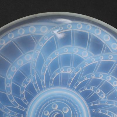 Art Deco Opalescent Molded and Frosted Glass Centerpiece Bowl Signed J Landier