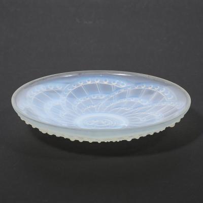 Art Deco Opalescent Molded and Frosted Glass Centerpiece Bowl Signed J Landier
