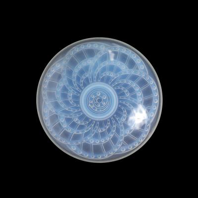 Art Deco Opalescent Molded and Frosted Glass Centerpiece Bowl Signed J Landier