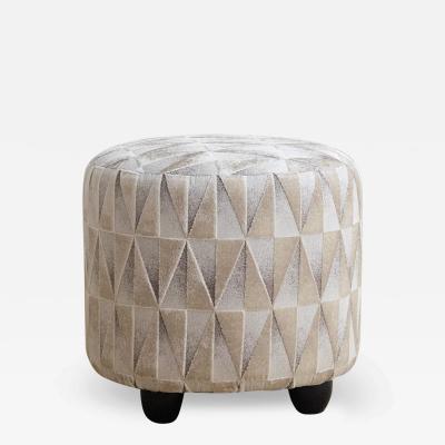 Art Deco Ottoman in Nobilis Velours Prisme 