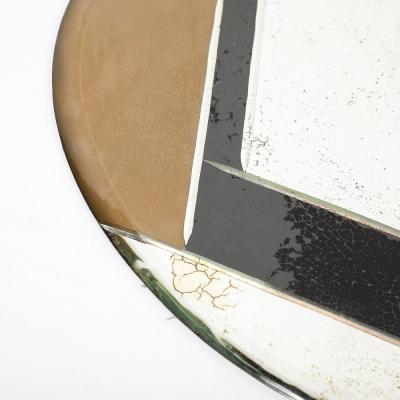 Art Deco Oval Geometric Eglomise Tray W Reversed Etched Antique Mirror Detail