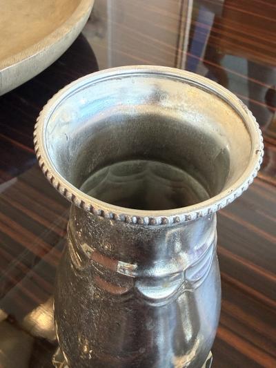 Art Deco Pair of Silver Plated and Portoro Marble Bases 1930