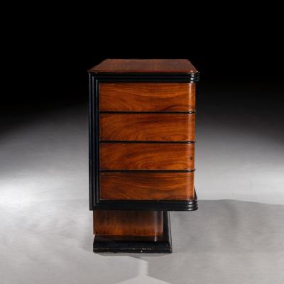 Art Deco Palisander Commode of Unusual Form With Parchment Covered Drawers