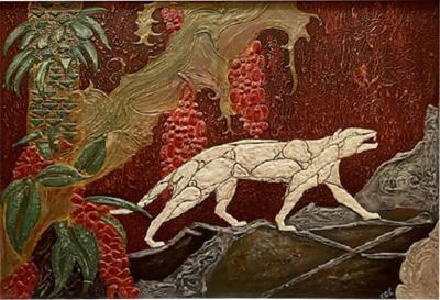 Art Deco Panther Painting French 1920s