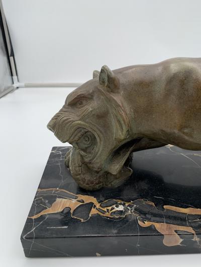 Art Deco Panther Sculpture Bronze Signed France circa 1930