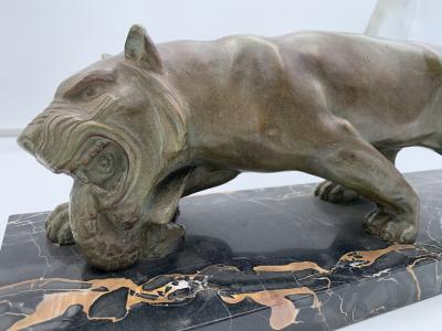 Art Deco Panther Sculpture Bronze Signed France circa 1930