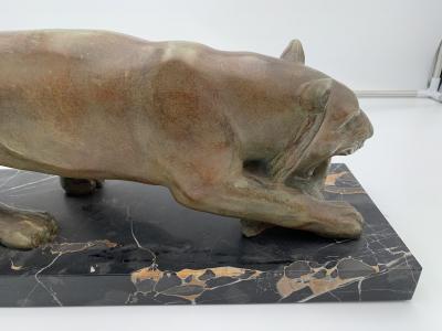 Art Deco Panther Sculpture Bronze Signed France circa 1930
