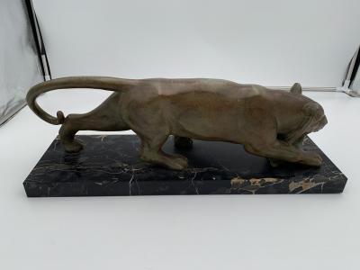 Art Deco Panther Sculpture Bronze Signed France circa 1930