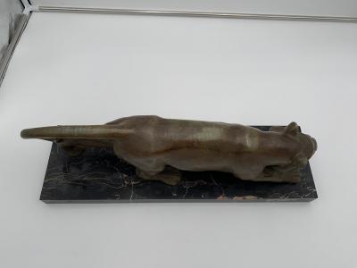 Art Deco Panther Sculpture Bronze Signed France circa 1930