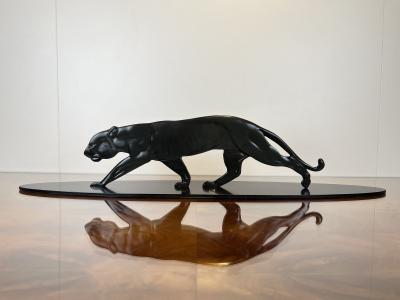 Art Deco Panther Sculpture Solid Bronze France circa 1930