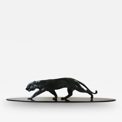 Art Deco Panther Sculpture Solid Bronze France circa 1930