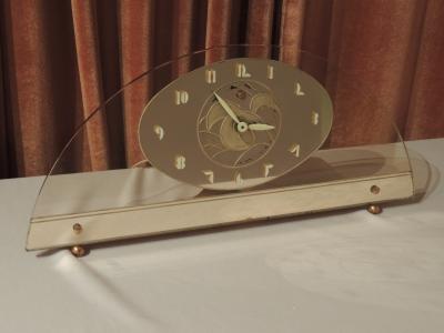 Art Deco Peach Mirrored Electric Clock