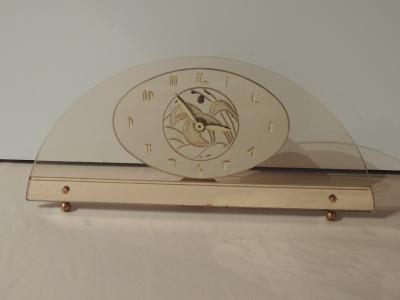Art Deco Peach Mirrored Electric Clock