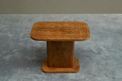 Art Deco Pedestal Side Table in Wood with Expressive Grain 1930s