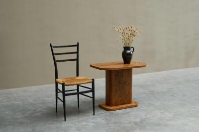 Art Deco Pedestal Side Table in Wood with Expressive Grain 1930s