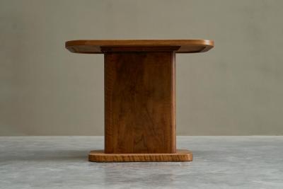 Art Deco Pedestal Side Table in Wood with Expressive Grain 1930s