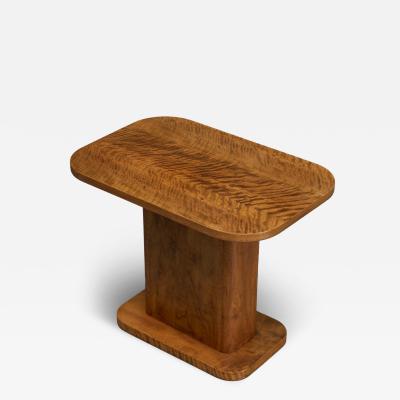 Art Deco Pedestal Side Table in Wood with Expressive Grain 1930s