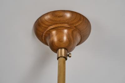 Art Deco Pendant Lamp with Wooden Shade Europe ca 1930s
