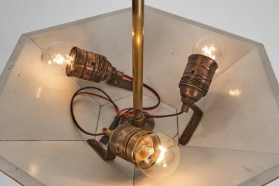 Art Deco Pendant Lamp with Wooden Shade Europe ca 1930s