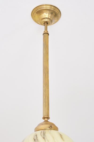 Art Deco Pendant in Brass and Marbled Glass De La Mar Theatre 1940s